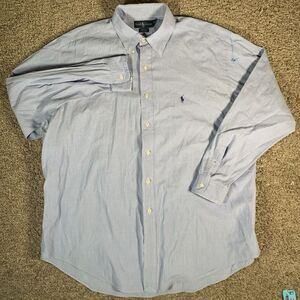Ralph Lauren Shirt Mens XL 17.5 Yarmouth Button Down‎ Long Sleeve Casual Blue